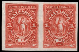 ✔️ EL SALVADOR 1890 - VICTORY IMPERF  1 PESO PAIR - Sc. 46 Mi. 35 MNGAI [016]