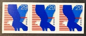 US # 2598 Eagle 29c 1994 strip of 3 Mint NH