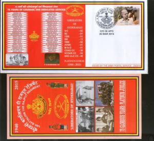 India 2015 Battalion the Rajput Regiment Coat of Arms Military APO Cover # 192