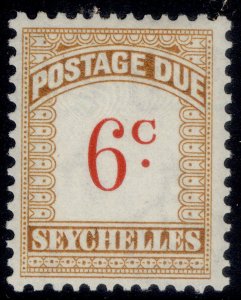 SEYCHELLES QEII SG D3, 6c scarlet & bistre, M MINT.