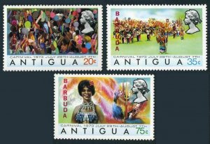 Barbuda 105-107,108,MNH. Michel 109-111,Bl.2. Carnival 1973,Butterfly costume.