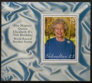 GIBRALTAR SGMS977 2001 75th BIRTHDAY OF QEII MNH