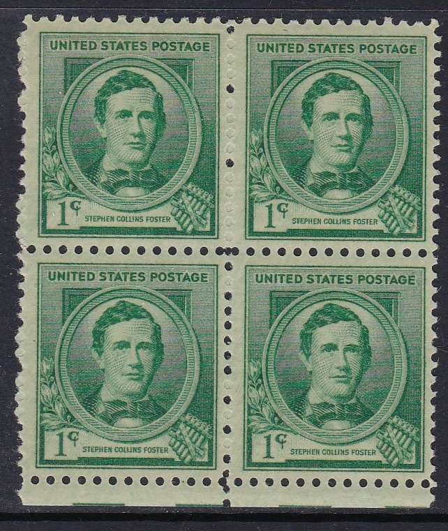879 Stephen Foster Block MNH