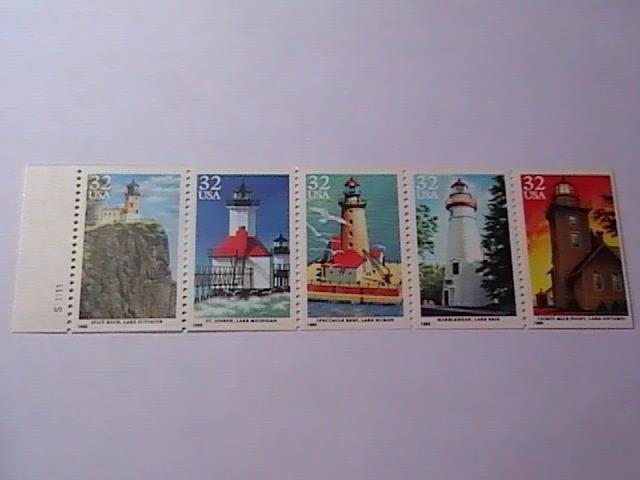 U.S. # 2973a-MINT/NEVER HINGED---BOOKLET PANE OF 5 -GREAT LAKES LIGHTHOUSES-1995