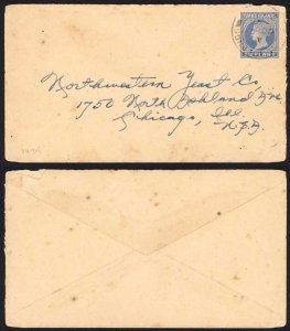 Turks and Caicos QV 2 1/2d Blue Envelope USED to the USA