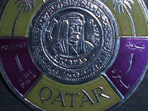 QATAR-1966 SC# 99 SHEIK AHMAD COIN-GOLD FOIL STAMP-MINT  VERY FINE