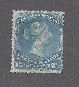 CANADA # 28iv USED 12 1/2c BLUE LARGE QUEEN BALLOON FLAW VARIETY BS31032
