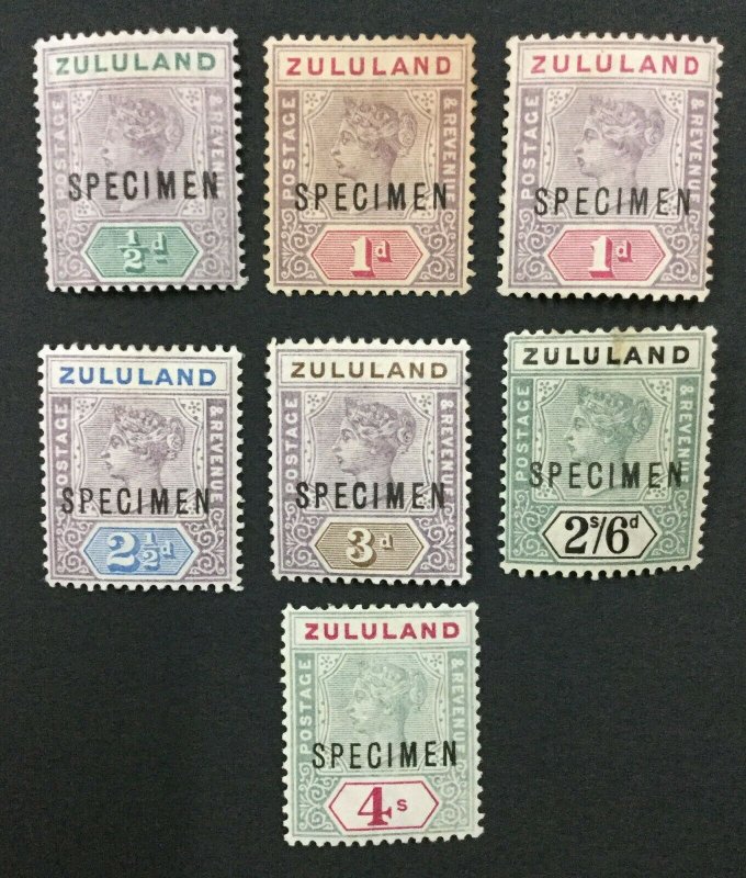 MOMEN: ZULULAND SG #20s/27s SPECIMEN 1894 MINT OG H LOT #191796-703