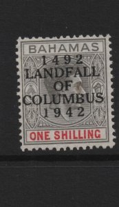 Bahamas 1942 SG171 One Shilling, unmounted mint, chalky paper (32029)