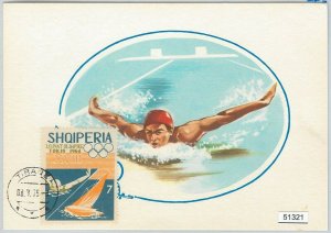51321 - ALBANIA - MAXIMUM CARD - 1964 OLYMPIC GAMES in TOKYO: Swimming SAILING-