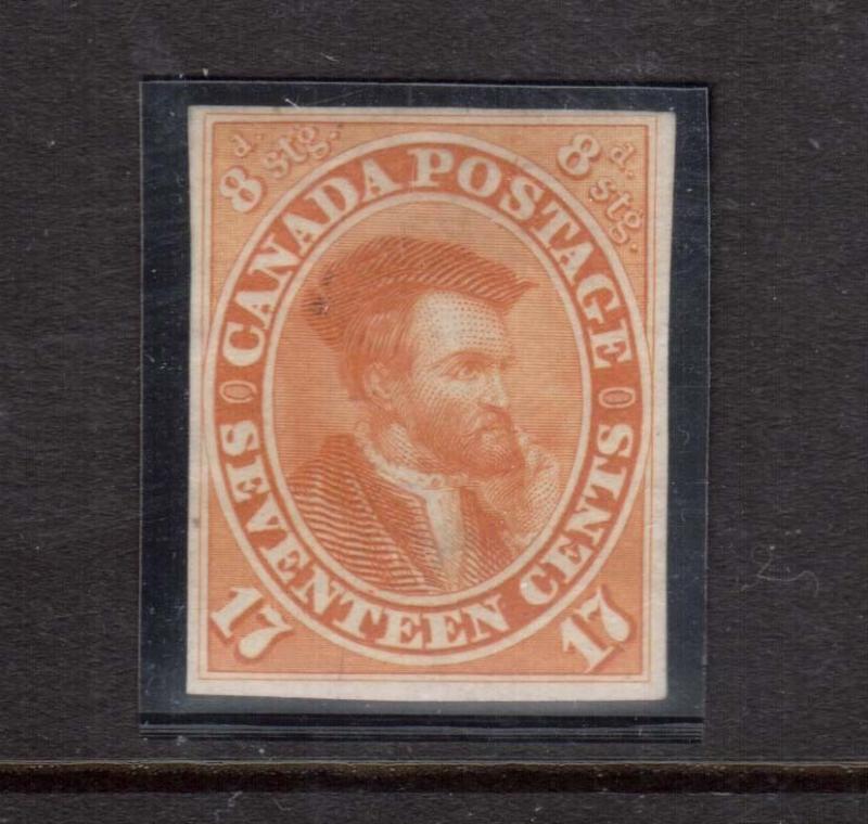 Canada #19TCii VF Plate Proof In Orange Yellow On India Paper