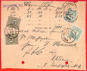 aa2069 - HUNGARY - Postal History - SPECIAL COVER for MONEY DISPATCH 1889-