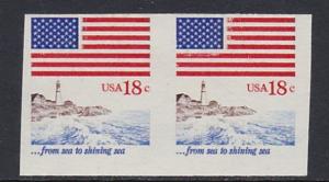 US 1891a Flag Imperf Pair MNH