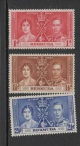 BERMUDA #115-117 1937 CORONATION ISSUE MINT VF LH O.G bb