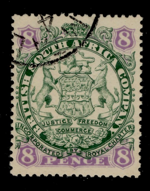 RHODESIA QV SG34, 8d green and mauve/buff, FINE USED.