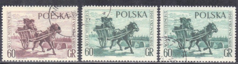 POLAND  SCOTT# 1018,1019  USED  60g  1961  MAIL CART   SEE SCAN