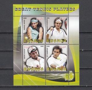 Rwanda, 2009 Cinderella issue. Tennis Players sheet of 4.