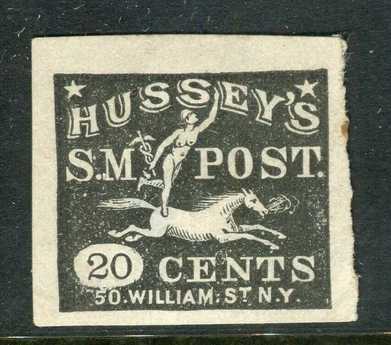 USA; Early classic Local or Private Post issue mint unused, Hussey's