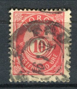 NORWAY; 1877-86 early classic 'ore' type used Shade of 10ore. + fair Postmark