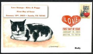 5745 - FDC - Love – Kitten and Heart - Wally Jr Cachet -Holly - DCP