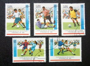 CUBA Sc# 3896-3900  WORLD CUP OF SOCCER France football CPL SET of 5   1998 used