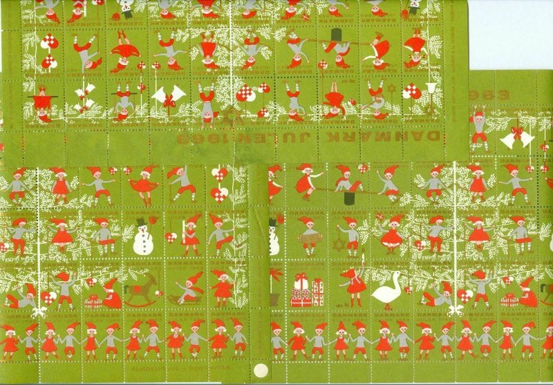 Denmark. 3 Christmas Sheet 1963. Santas. Damaged,Defect Sheets. See Description