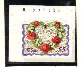 #3275 MNH  plate # single 55c Victorian Love 1999 Issue