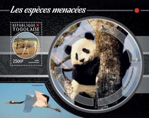 TOGO 2015 SHEET ENDANGERED SPECIES BIRDS PANDA BEARS WILDLIFE tg15207b