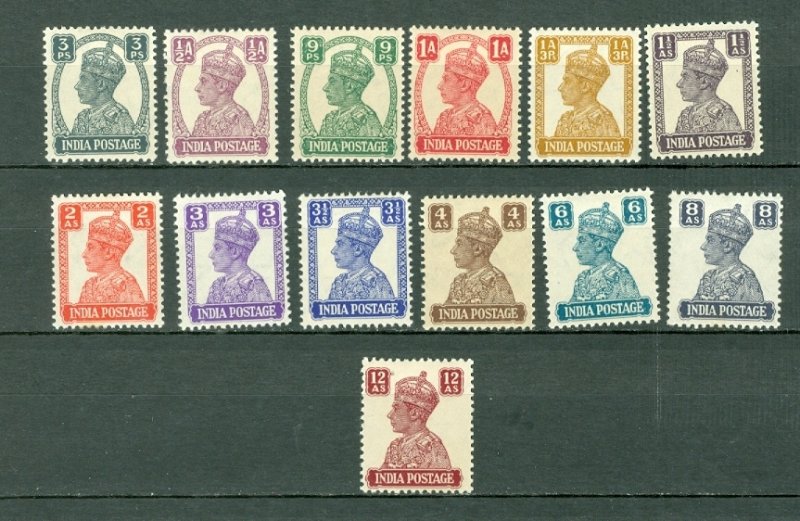 INDIA 1941 GEO VI #168-179 SET MINT VERY LIGHT H