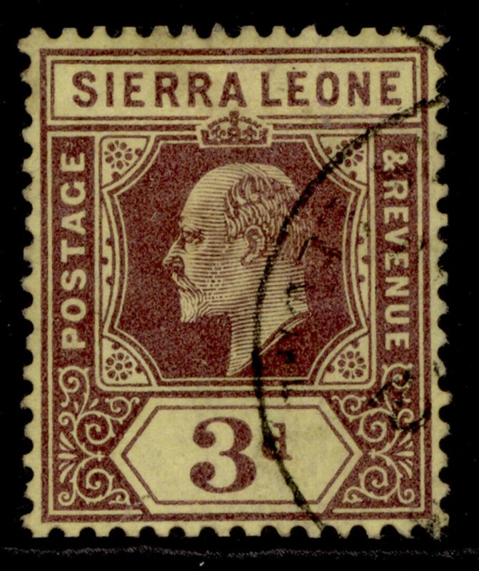 SIERRA LEONE EDVII SG104, 3d purple/yellow, FINE USED.