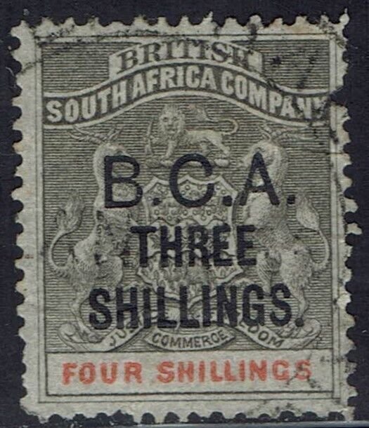 BRITISH CENTRAL AFRICA 1892 ARMS THREE SHILLINGS ON 4/- USED 