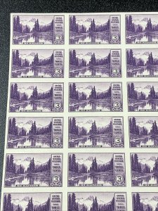 US 758 Mt. Rainier Imperf Sheet Of 50 Mint No Gum As Issued - SUPERB.