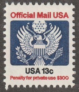USA, Scott#0129, mint, hinged,  Official mail, eagle, 13 cents,