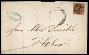 Denmark 1859 Hamburg Germany Sc7 Danish 4sk 169 Cancel Folded Cover 83063