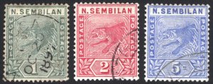 Malaya Negri Sembilan 1891 1c-5c Small Tiger Scott 2-4 SG 2-4 VFU Cat $63