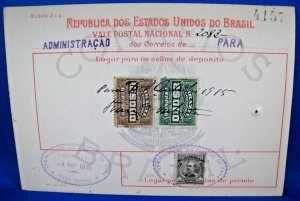 BRAZIL - 1915 & 1918 - LOT OF 2 POSTAL MONEY ORDERS     (c6)