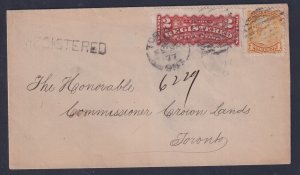 Canada, Scott F1, with Scott 35 on registered cover to Comm Crown Lands, Toronto