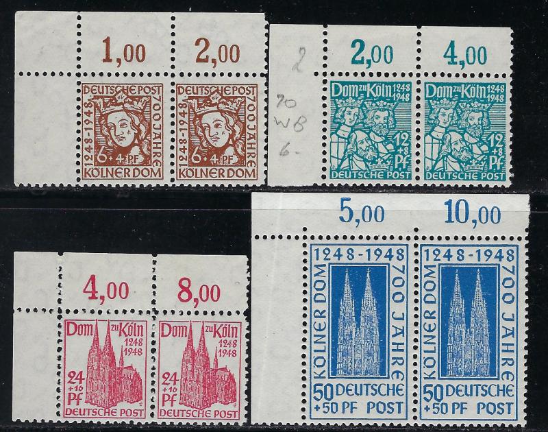 Germany AM-Post Scott # B298 - B301, mint nh, pairs