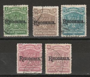 RHODESIA 1909 OVERPRINTED ARMS RANGE TO 6D USED