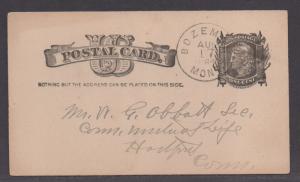 **US 19th Century Postal Stationery Cover, SC# UX5, Bozeman MT Terr 8/17/1885