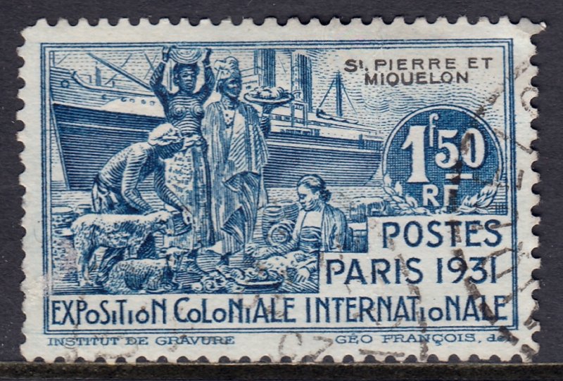 St. Pierre & Miquelon - Scott #135 - Used - Vertical crease - SCV $6.00