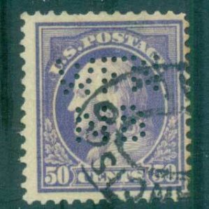 USA 1912-14 Sc#421 50c violet Franklin Perf 12 Wmk S/L Perfin FU lot68978