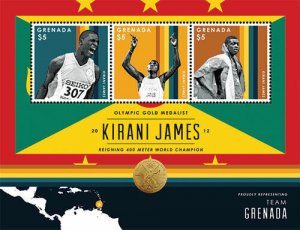 Grenada - 2012 - Kirani James - Olympic Gold Medal - Sheet Of 3 - MNH