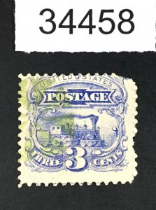 US STAMPS # 114 USED GREEN CANCEL $320 LOT #34458