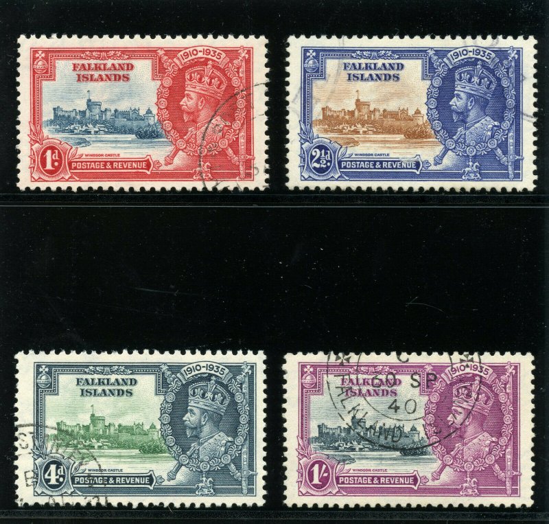 Falkland Islands 1935 KGV Silver Jubilee set complete VFU. SG 139-142. Sc 77-80.