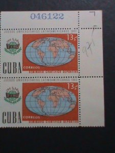 ​CUBA-1962-SC#756  60 YEARS OLD STAMPS-LATIN AMERICAN UNIVERSITY GAMES BLOCK