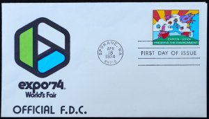 U.S. Used Stamp Scott #1527 10c Expo '74 First Day Cover. Unaddressed.