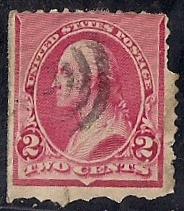 220 2 cent 1890 Washington, Carmine Stamp used F