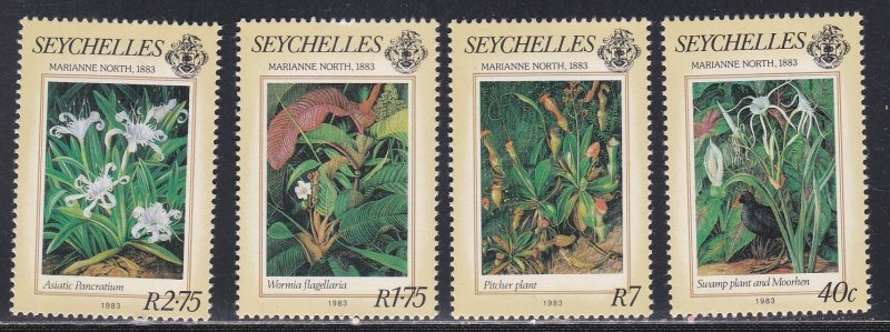 Seychelles # 524-527, Paintings by Marianne North, NH, 1/2 Cat.