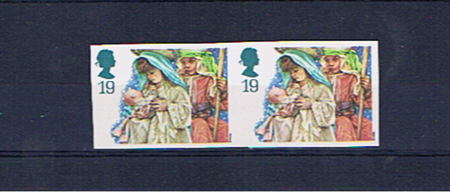 GREAT BRITAIN 1994 XMAS 19p IMPERFORATE PAIR